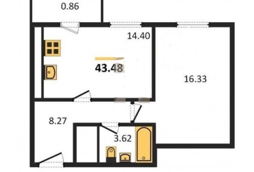 Продажа 1-комн. квартиры в новостройке, 43.5 м², этаж 16 из 23