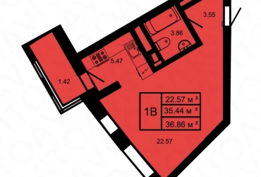 Продажа студии, 36.7 м², этаж 12 из 23