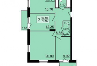 Продажа 3-комн. квартиры в новостройке, 71.92 м², этаж 9 из 19