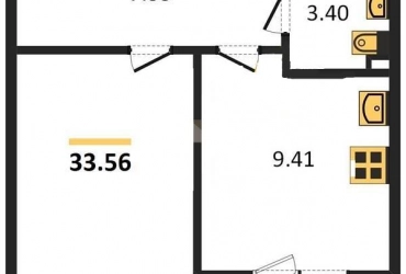 Продажа 1-комн. квартиры в новостройке, 33.5 м², этаж 3 из 3