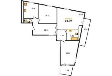 Продажа 3-комн. квартиры в новостройке, 92.2 м², этаж 12 из 14