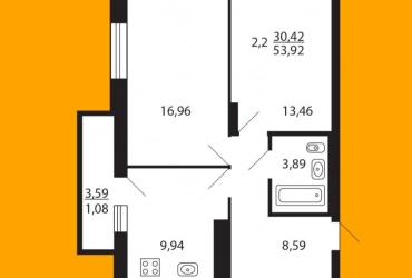 Продажа 2-комн. квартиры в новостройке, 54 м², этаж 10 из 25
